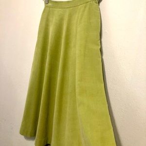 Vintage 1940s Pistachio Corduroy Midi Skirt XS